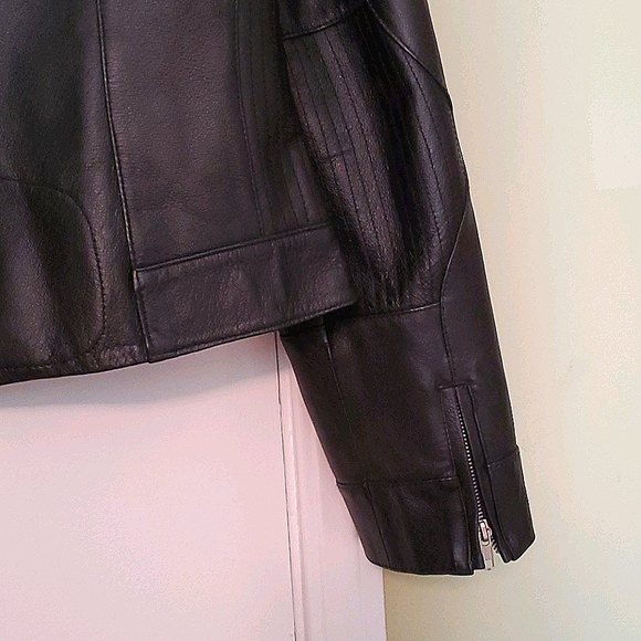 Black Leather Motto Jacket - Picture 3 of 5